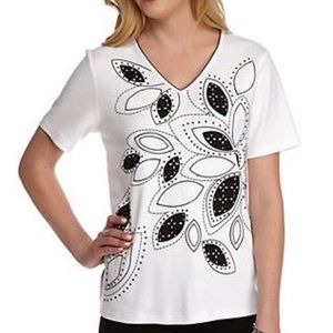 Alfred Dunner -Lace It Up Eyelet Applique Knit Top